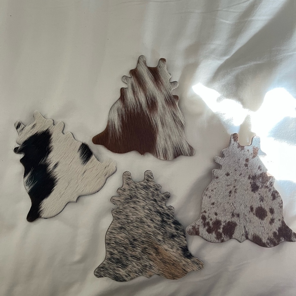 Set of Four Cowhide Coasters